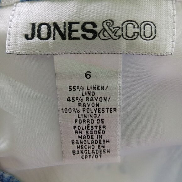 Women's A-Line Linen Rayon Blend Skirt Sz 6 Lined Blue Floral Print Romance - Picture 3 of 7